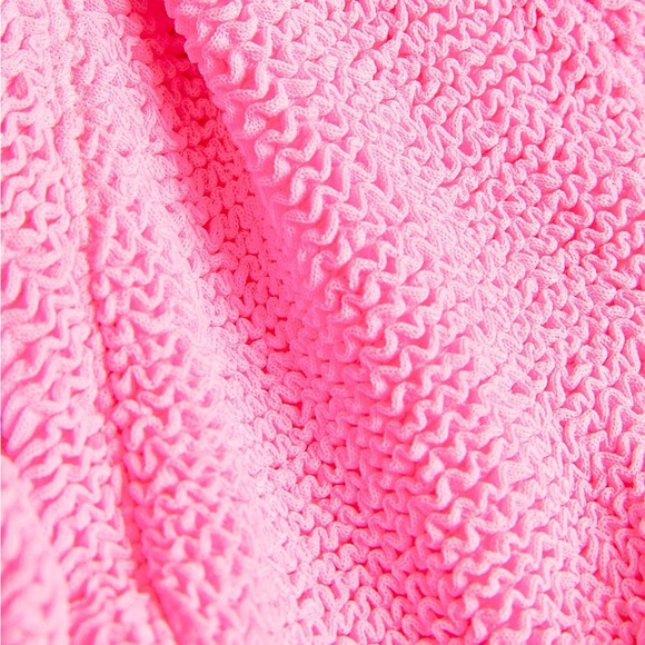 Hunza G Bikini Set Pink Nancy One Shoulder Swimsuit Crinkle One Size Barbie - Picture 7 of 12